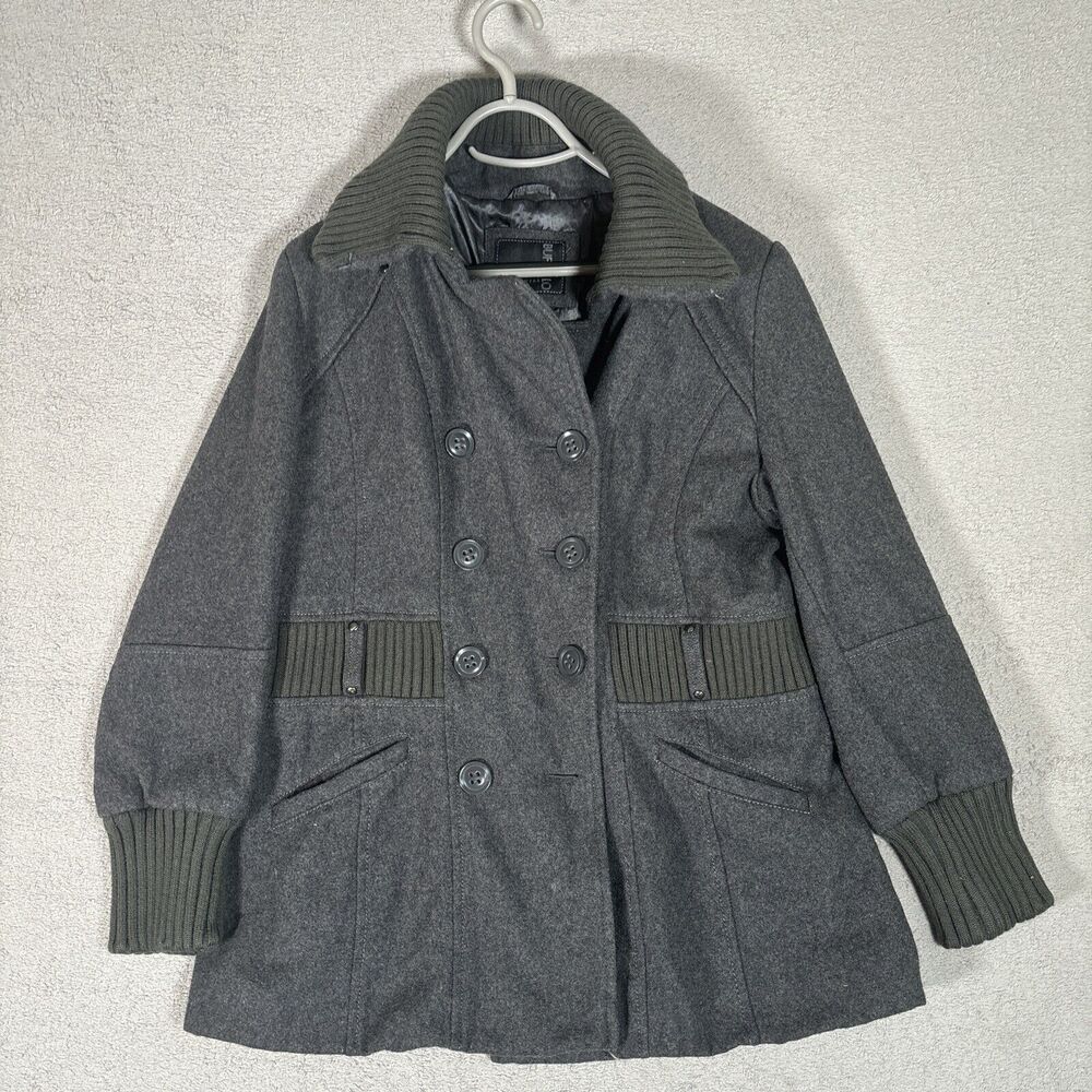 Buffalo Outerwear Size XL Women's Grey High Neck Wool Blend Pea Coat